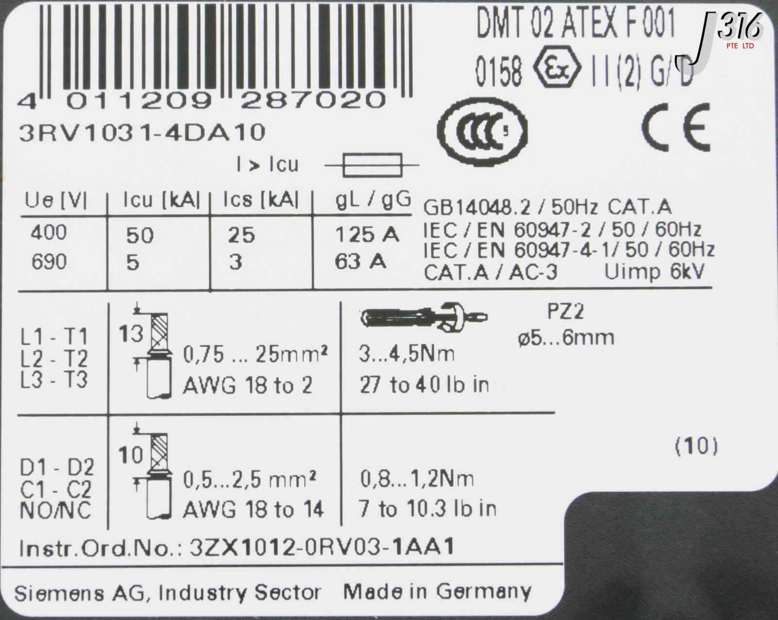 30981 SIEMENS CIRCUIT BREAKER, 18-25A (NEW) 3RV1031-4DA10 | eBay